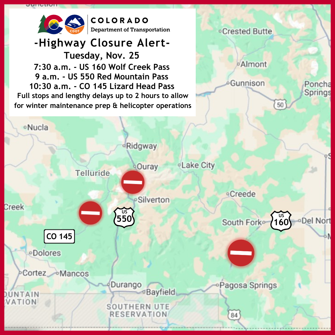 Highway Closure Map US160-US550-CO145-11252025.png — Colorado